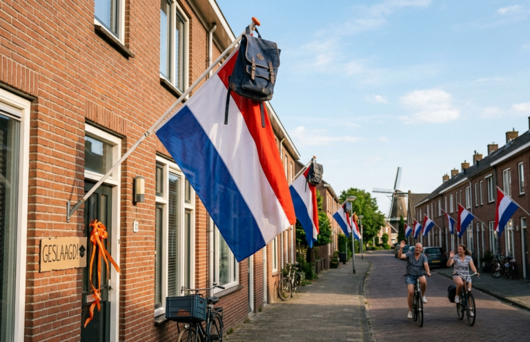 Pavoisement,Réussite,Pays-Bas,Drapeau,Néerlandais,Geslaagd,Scolaire,Tradition,Fierté